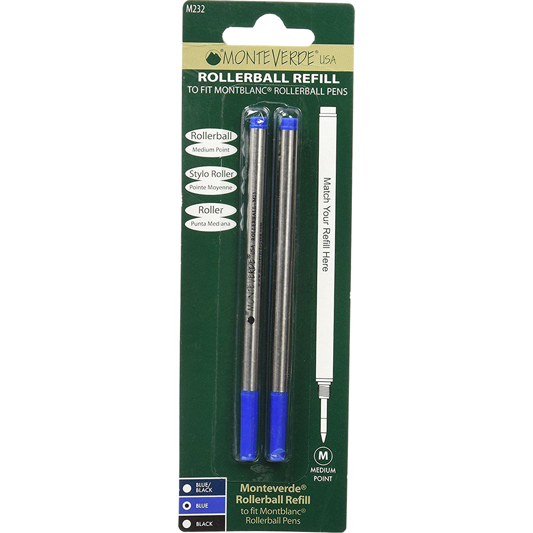 Monteverde Rollerball Refill to fit Montblanc pen - Blue Medium 2/pack-Pen Boutique Ltd