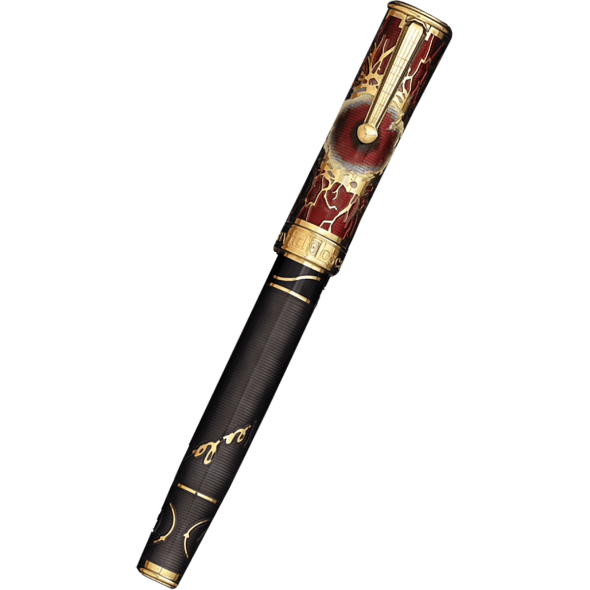 David Oscarson Tesla Fountain Pen - Translucent Black - Gold Trim - Pen Boutique Ltd