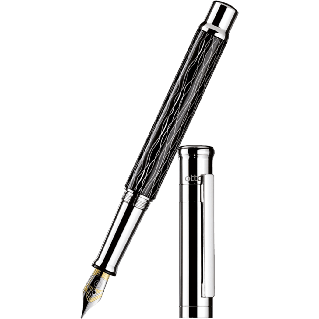Otto Hutt Design 4 Fountain Pen - Black Wave - Steel Nib - Pen Boutique Ltd