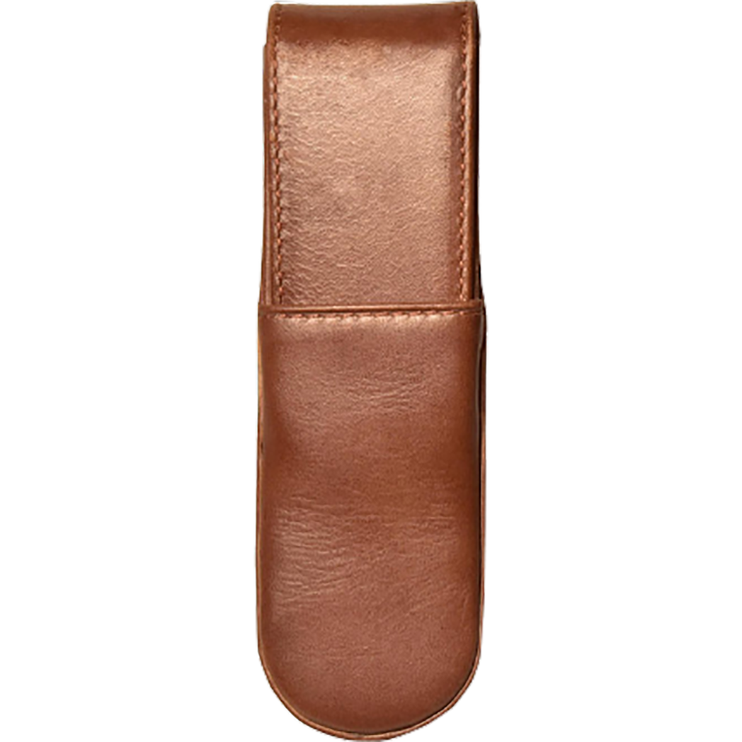 Aston Leather Cognac Box Style Double Pen Case-Pen Boutique Ltd