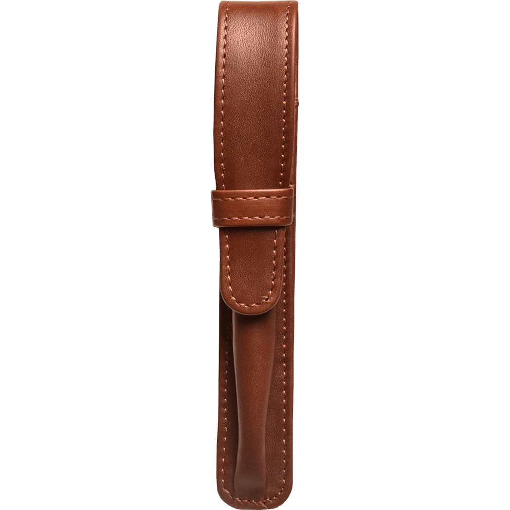 Aston Leather Cognac Finger Style Single Pen Case - Pen Boutique Ltd