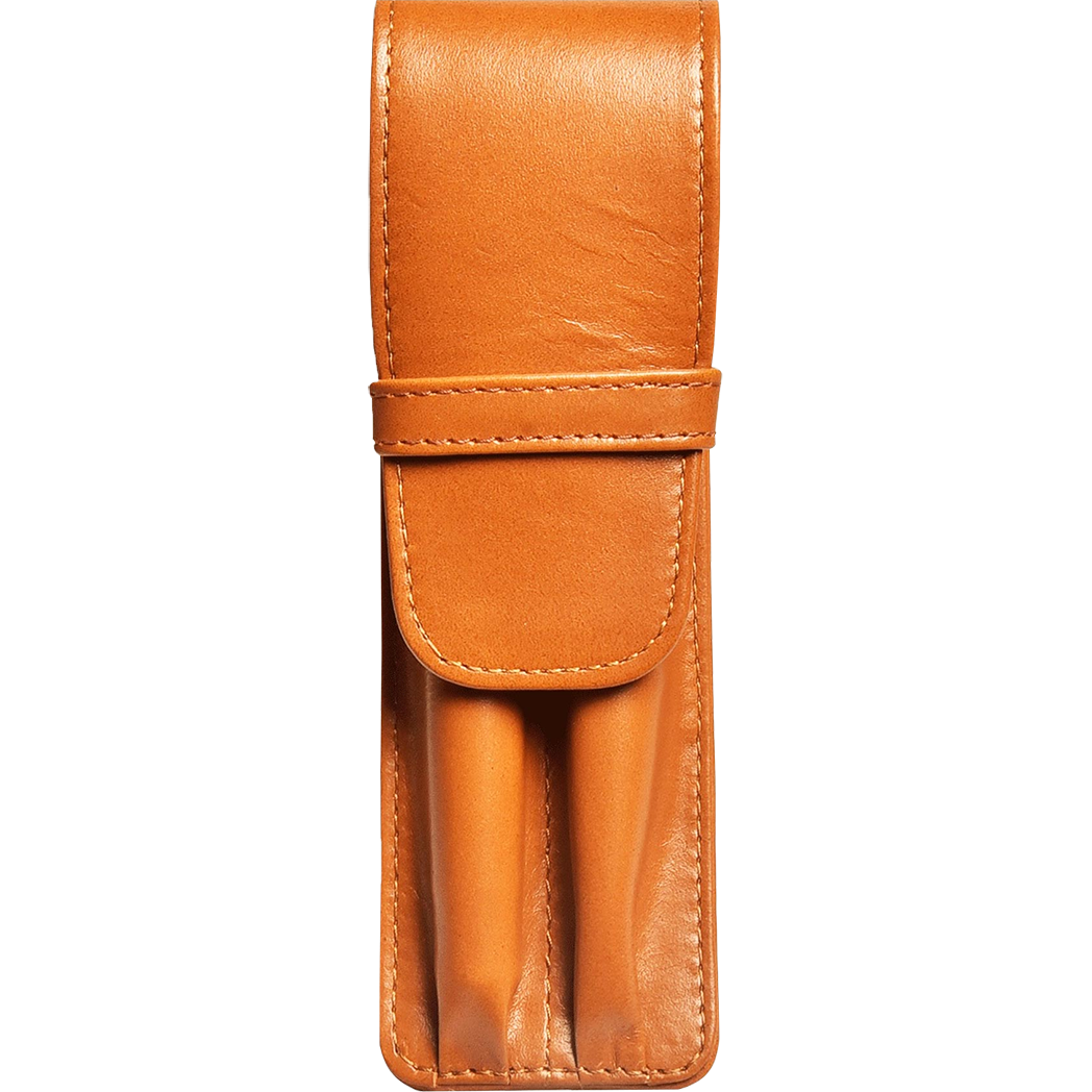 Aston Leather Tan Finger Style Double Pen Case-Pen Boutique Ltd