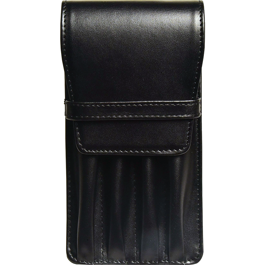 Aston Leather Black Finger Style Quad Pen Case-Pen Boutique Ltd