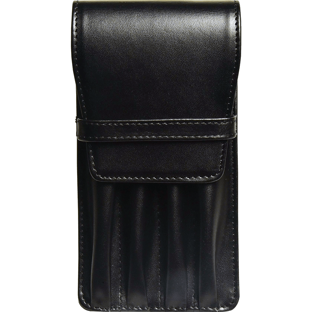 Aston Leather Black Finger Style Quad Pen Case - Pen Boutique Ltd