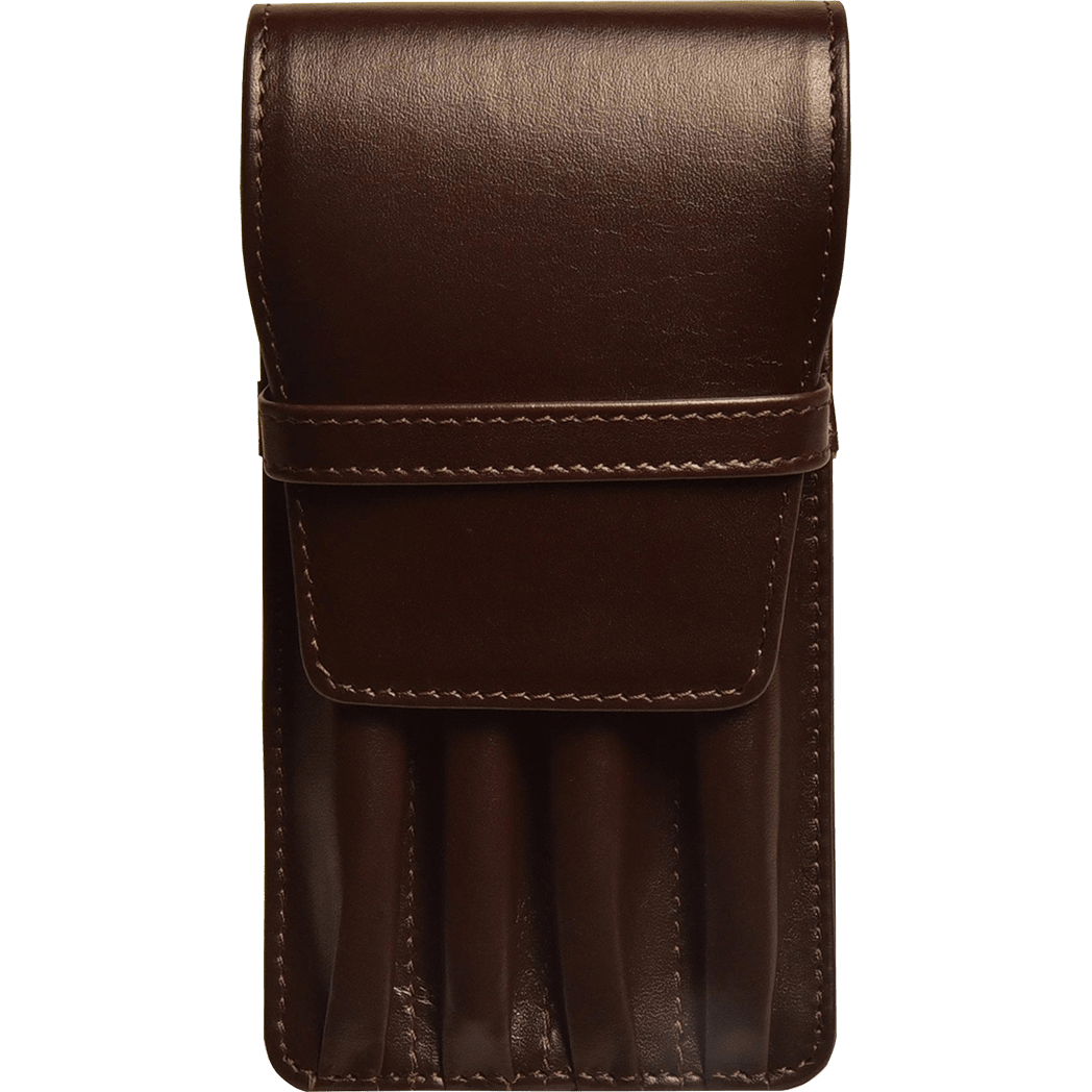 Aston Leather Brown Finger Style Quad Pen Case - Pen Boutique Ltd
