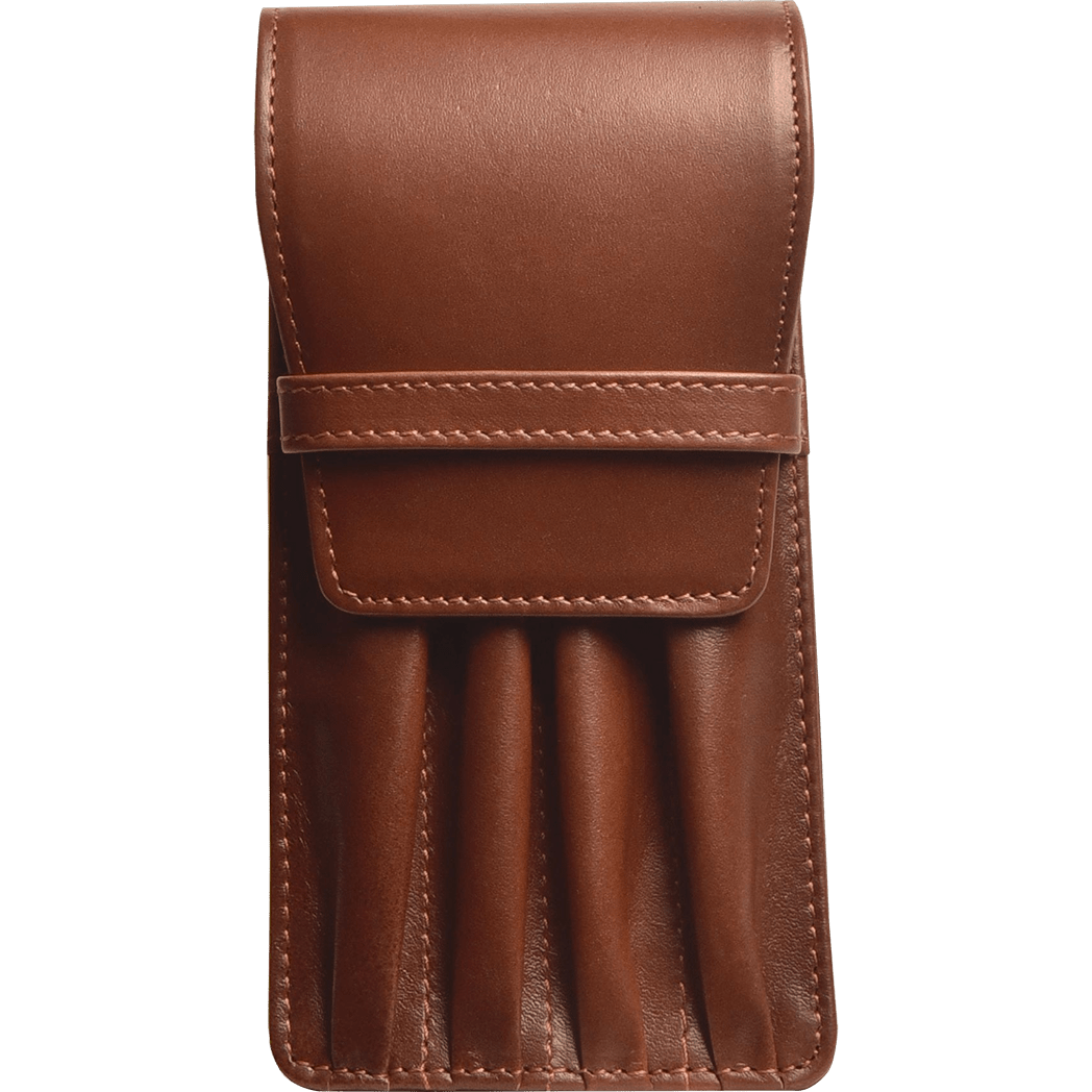 Aston Leather Cognac Finger Style Quad Pen Case - Pen Boutique Ltd