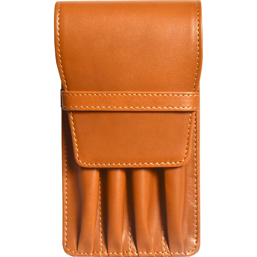 Aston Leather Tan Finger Style Quad Pen Case-Pen Boutique Ltd