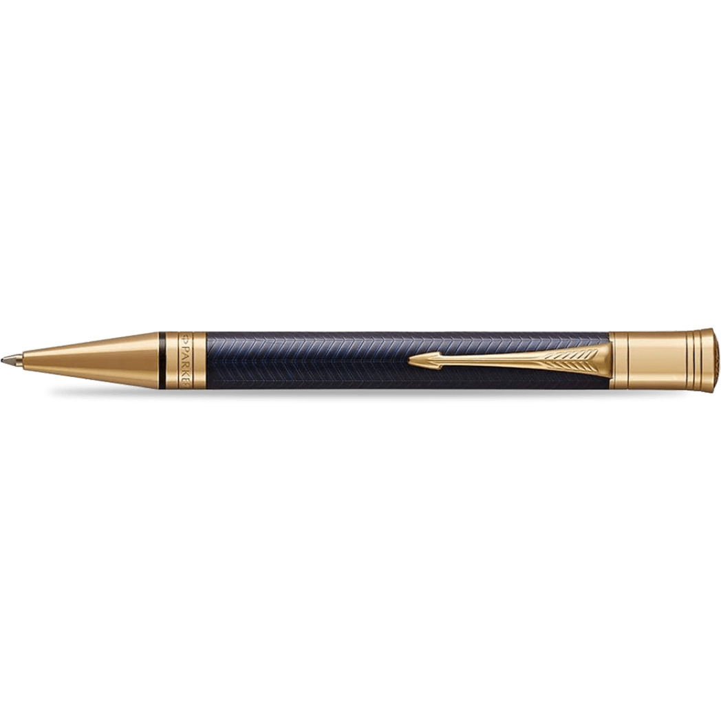 Parker Duofold Ballpoint Pen - Prestige Blue Chevron - Gold Trim - Pen Boutique Ltd