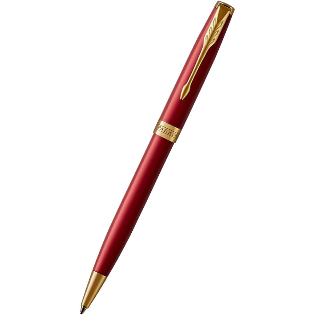 Parker Sonnet Red Lacquer with Gold Trim Ballpoint Pen