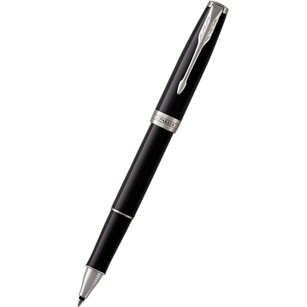 Parker Sonnet Black Lacquer with Chrome Trim Rollerball Pen-Pen Boutique Ltd