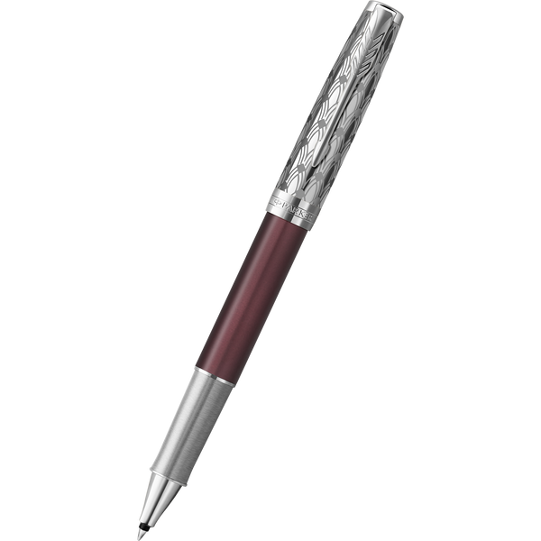 Parker Sonnet Premium Refresh Rollerball Pen - Metal & Red - Chrome Trim-Pen Boutique Ltd