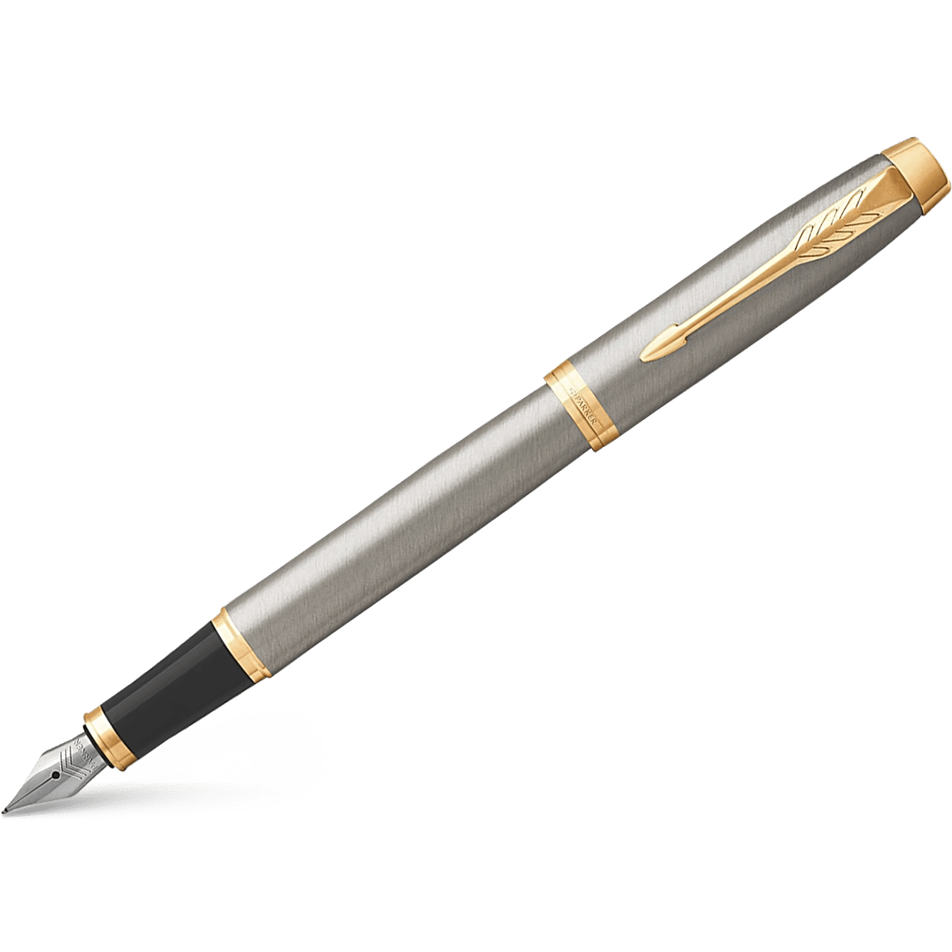 Parker IM Fountain Pen - Brushed Metal - Gold Trim - Pen Boutique Ltd