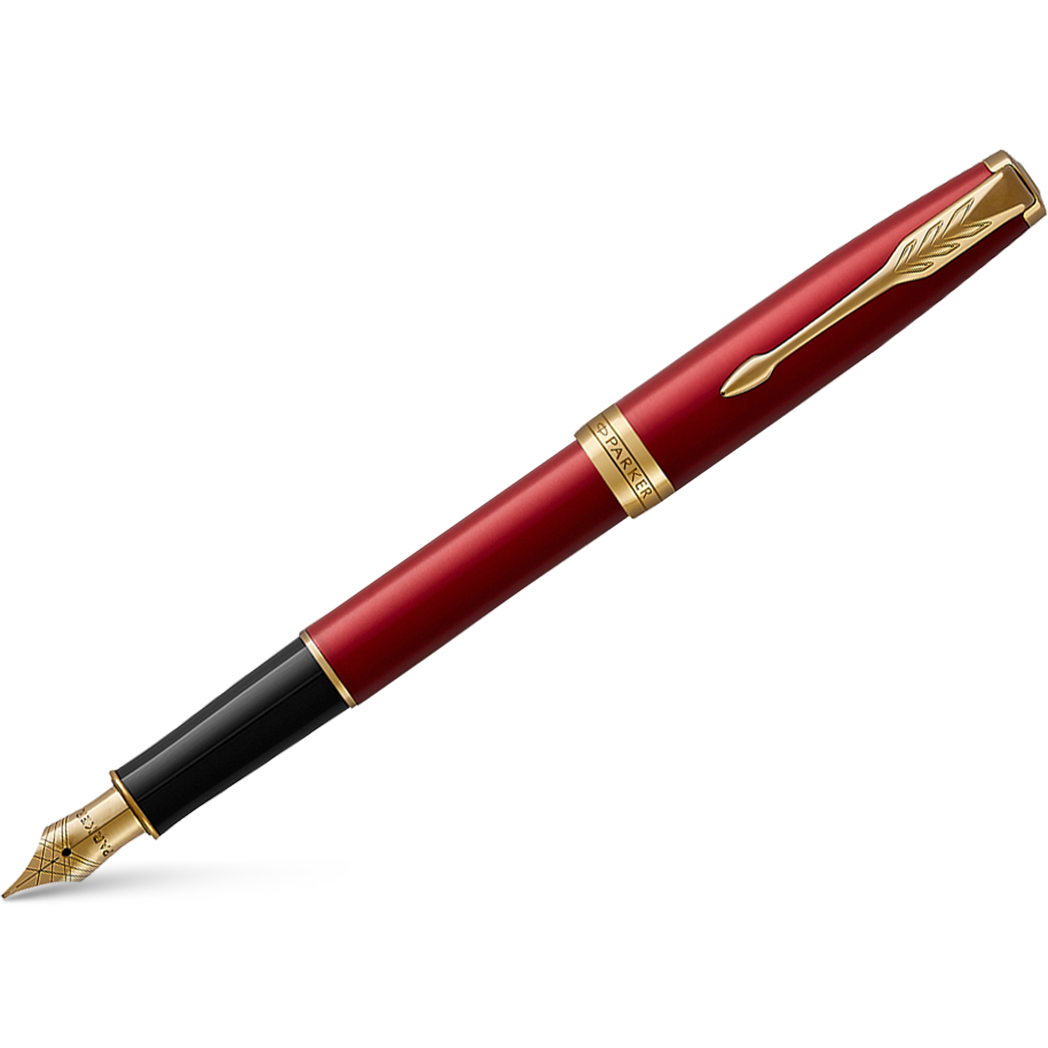 Parker Sonnet Red Lacquer with Gold Trim Fountain Pen-Pen Boutique Ltd