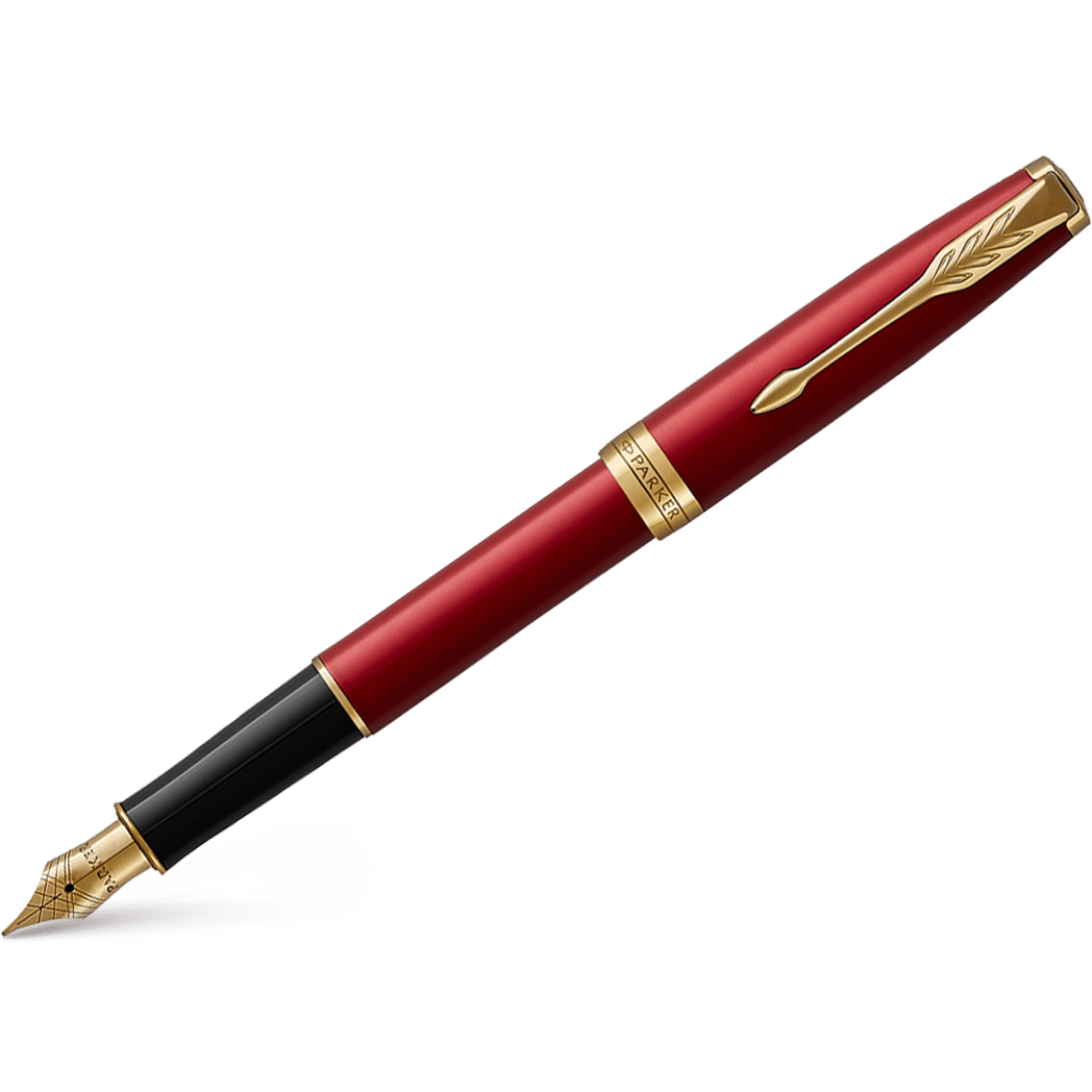 Parker Sonnet Fountain Pen - Red Lacquer - Gold Trim - Pen Boutique Ltd