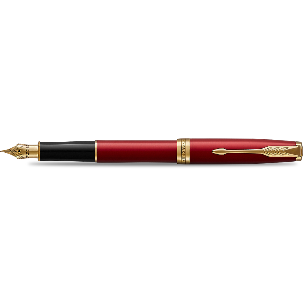 Parker Sonnet Red Lacquer with Gold Trim Fountain Pen-Pen Boutique Ltd