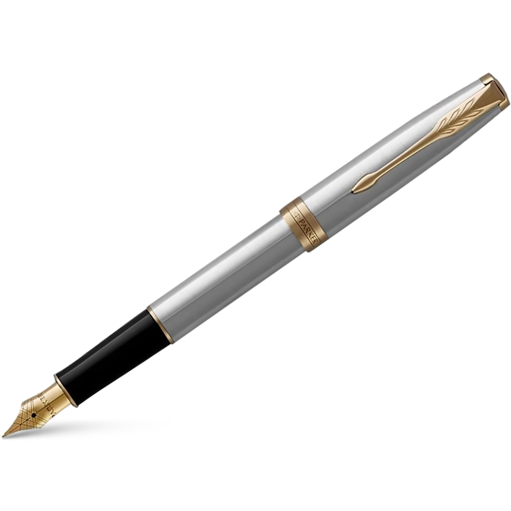 Parker Sonnet Stainless Steel with Gold Trim Fountain Pen-Pen Boutique Ltd