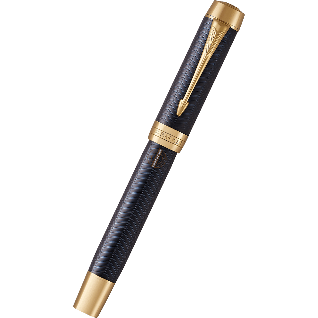 Parker Duofold Prestige Fountain Pen - Centennial Blue Chevron - Gold Trim - Pen Boutique Ltd