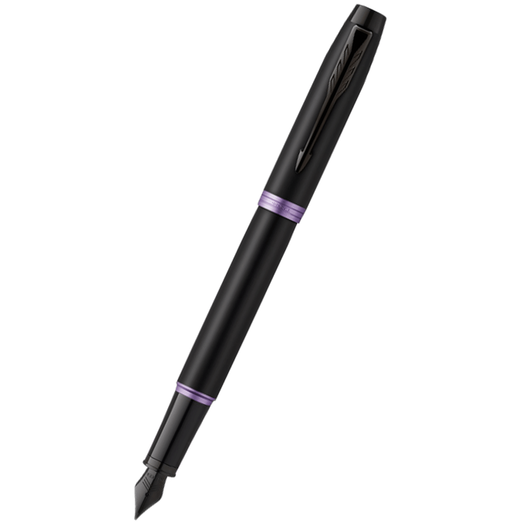 Parker IM Fountain Pen - Satin Black - Amethyst Purple Ring-Pen Boutique Ltd