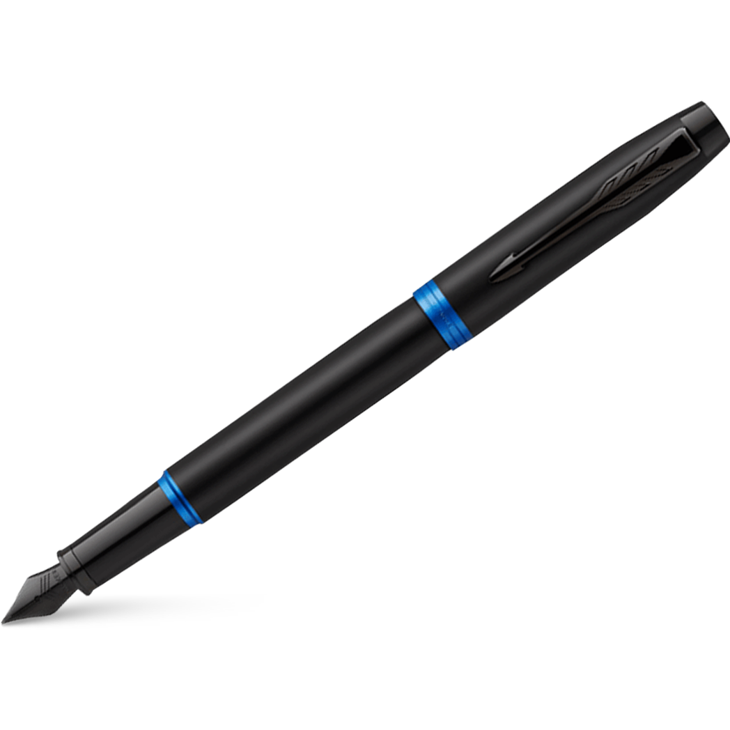 Parker IM Fountain Pen - Satin Black - Marine Blue Ring-Pen Boutique Ltd