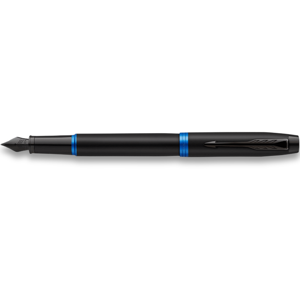 Parker IM Fountain Pen - Satin Black - Marine Blue Ring-Pen Boutique Ltd