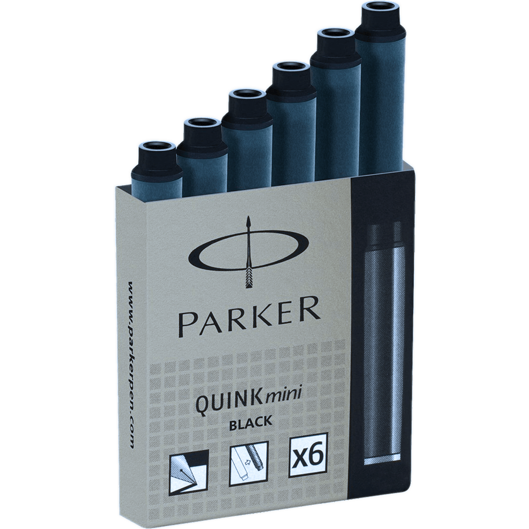 Parker Quink Mini Ink Cartridges - Black (6 Per Pack)-Pen Boutique Ltd