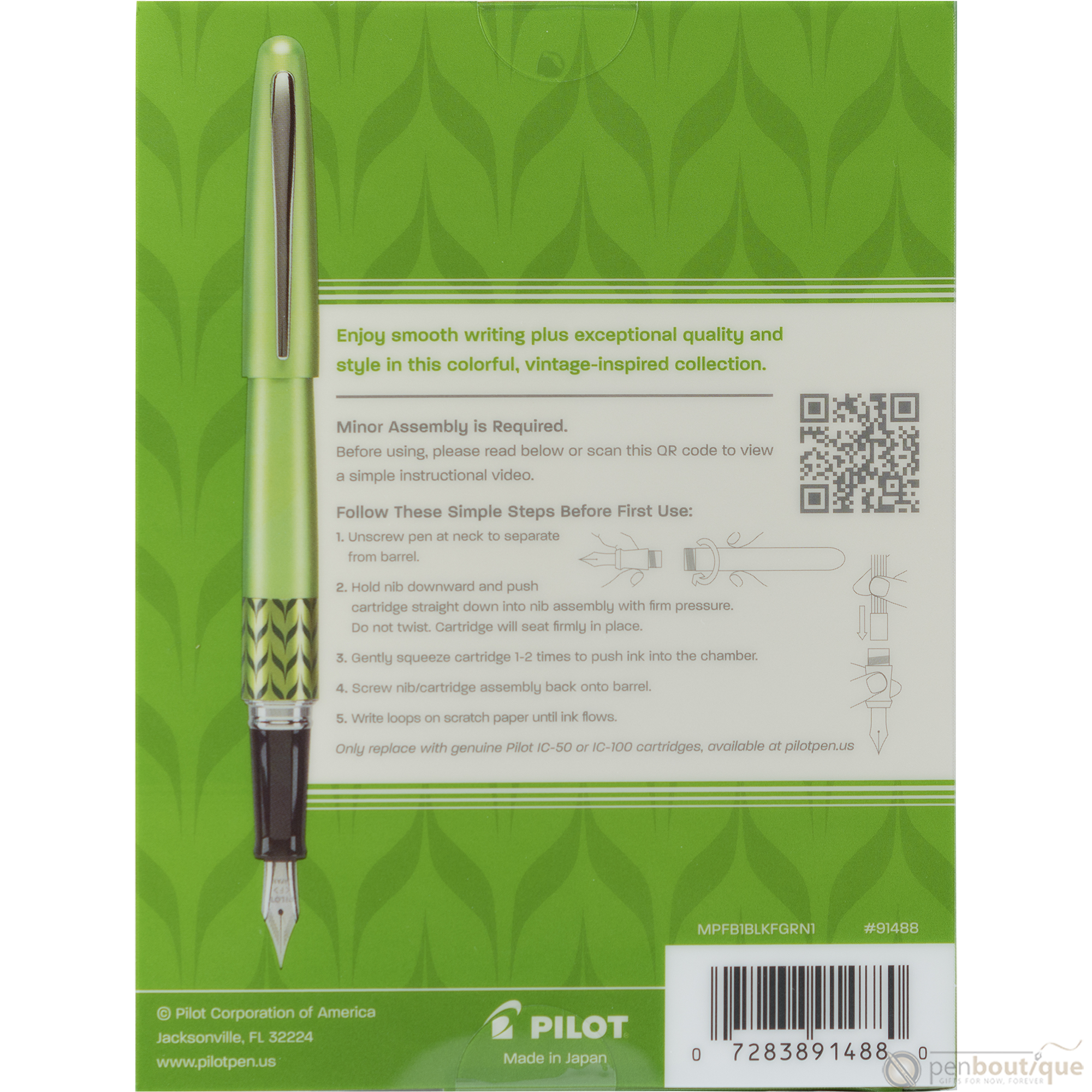 Pilot Fountain Pen - MR Collection - Retro Pop - Green-Pen Boutique Ltd