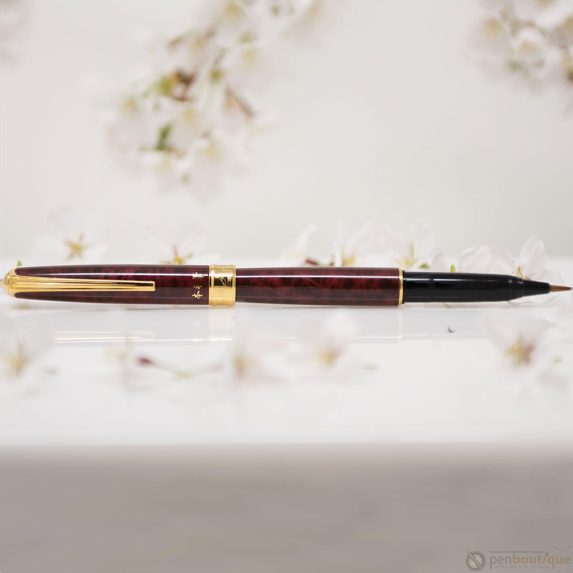 Platinum Classic Brush Pen - Burgundy w/ Gold trim-Pen Boutique Ltd