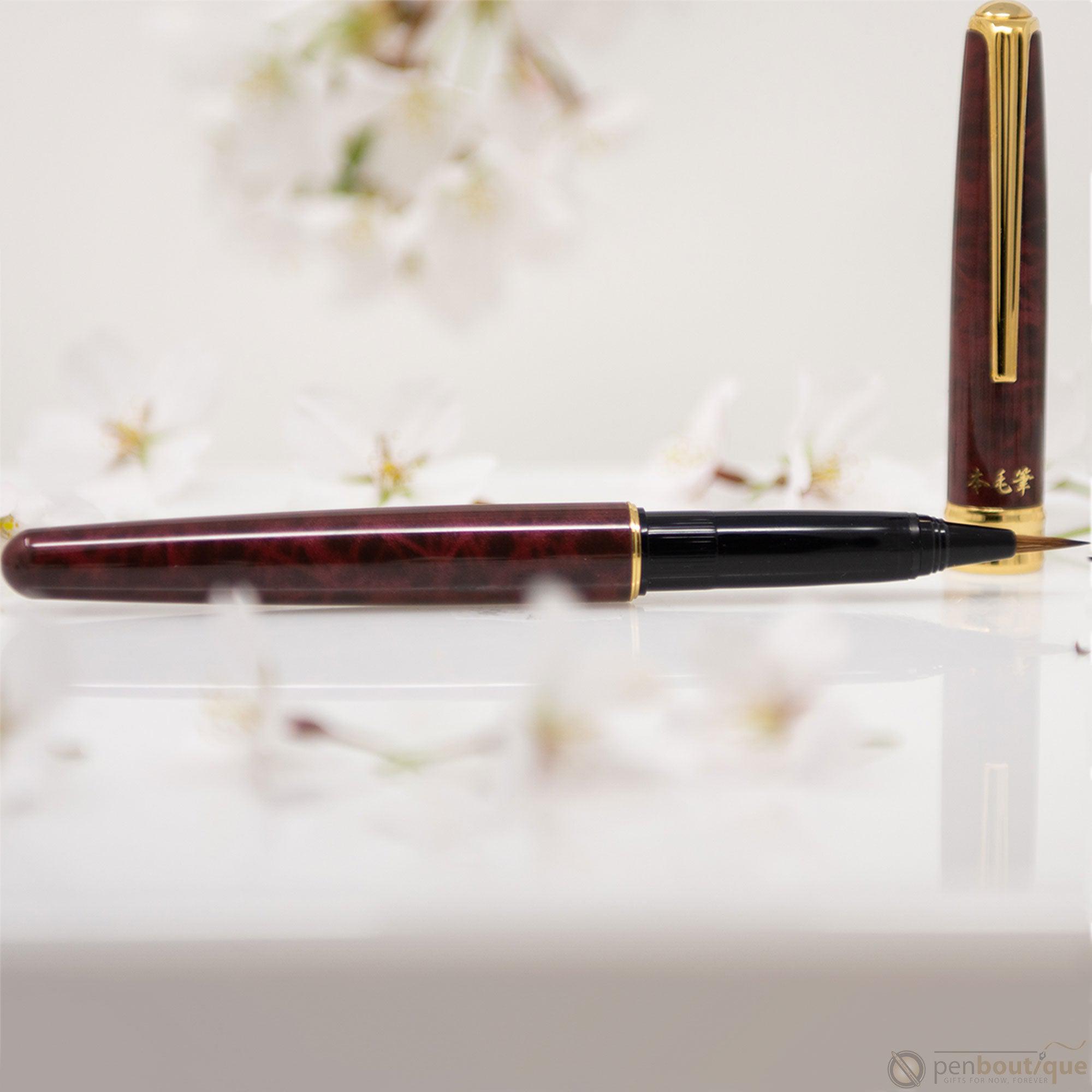 Platinum Classic Brush Pen - Burgundy w/ Gold trim-Pen Boutique Ltd