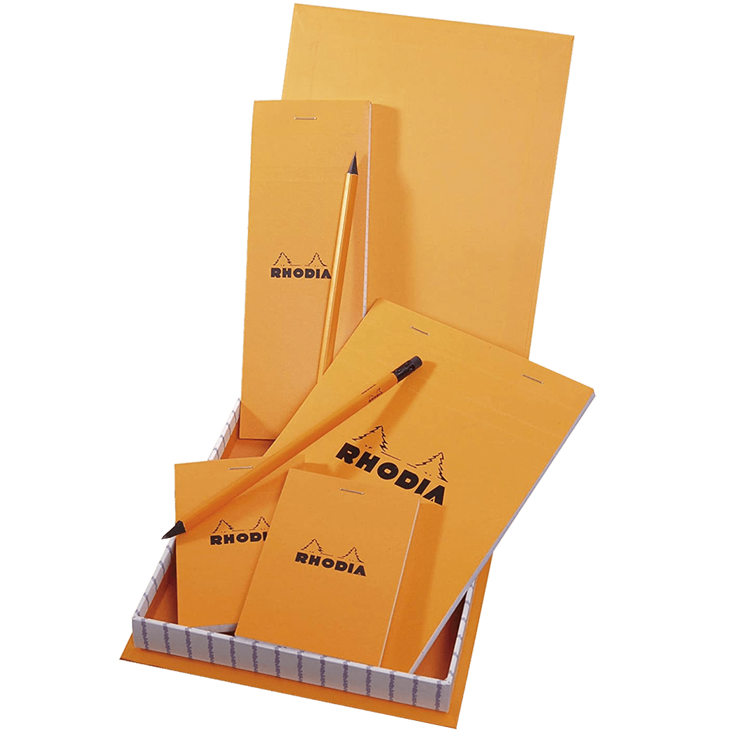 Rhodia Box Essential Orange(4 Punched Pads + 2 Pencils) - Pen Boutique Ltd