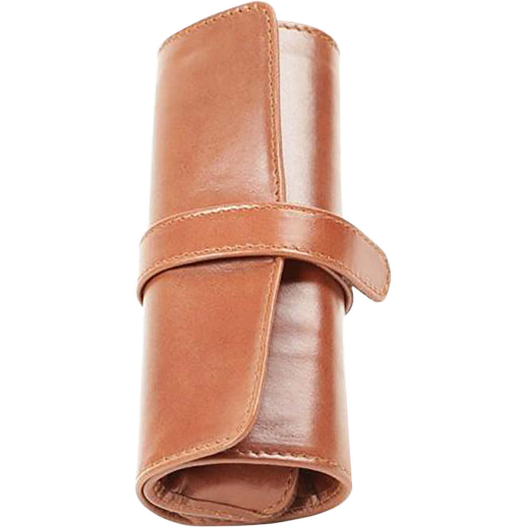 Aston Leather 5 Pen Roll Up Case - Cognac-Pen Boutique Ltd