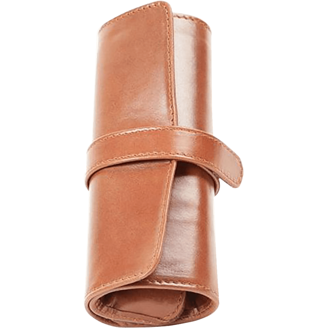 Aston Leather 5 Pen Roll Up Case - Cognac - Pen Boutique Ltd