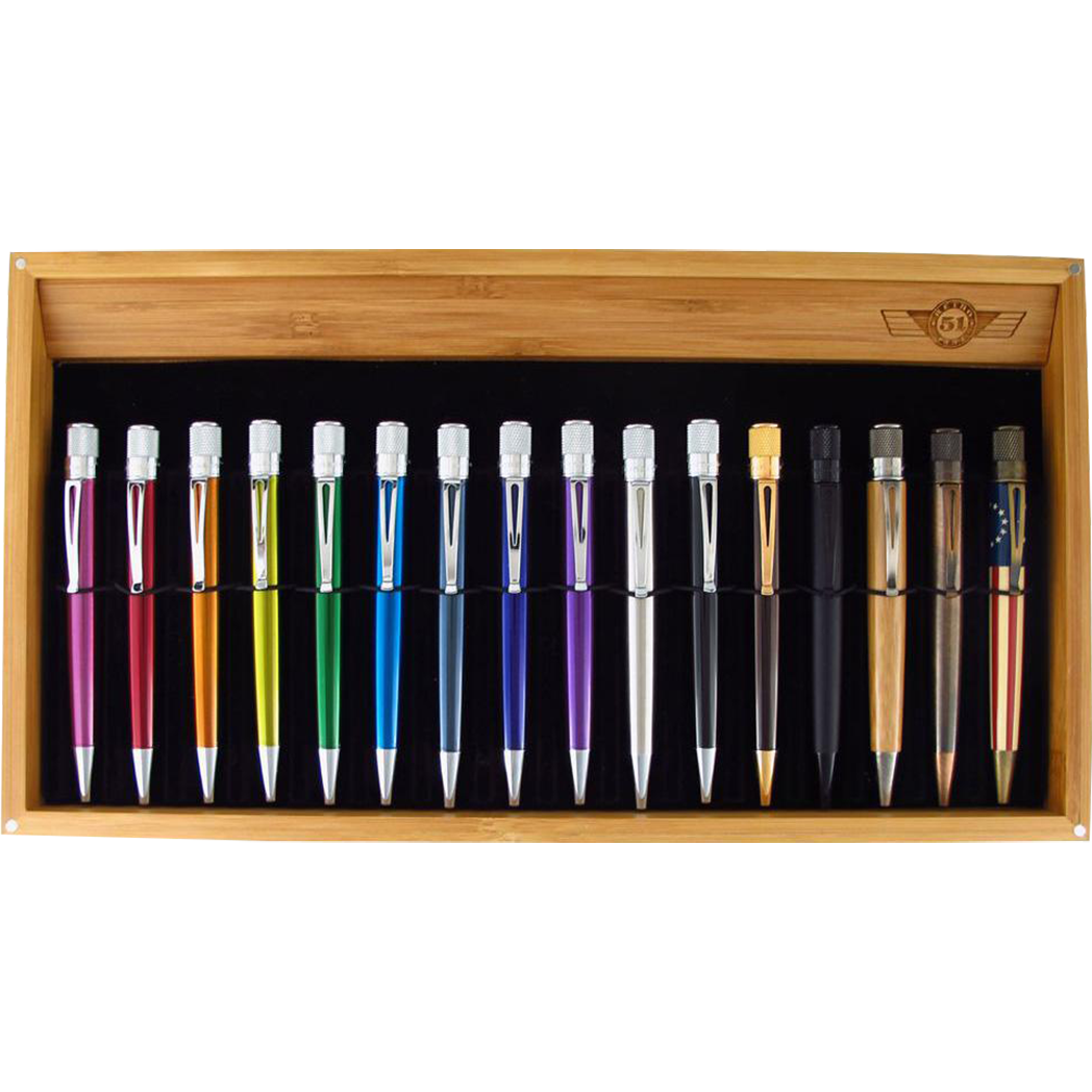 Retro 51 Bamboo 16-pen Tray with Cover-Pen Boutique Ltd