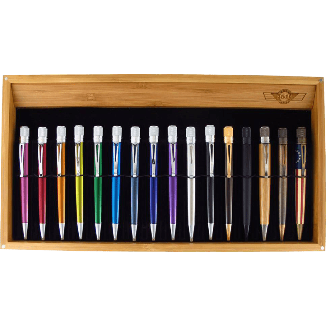 Retro 51 Bamboo 16-pen Tray with Cover - Pen Boutique Ltd