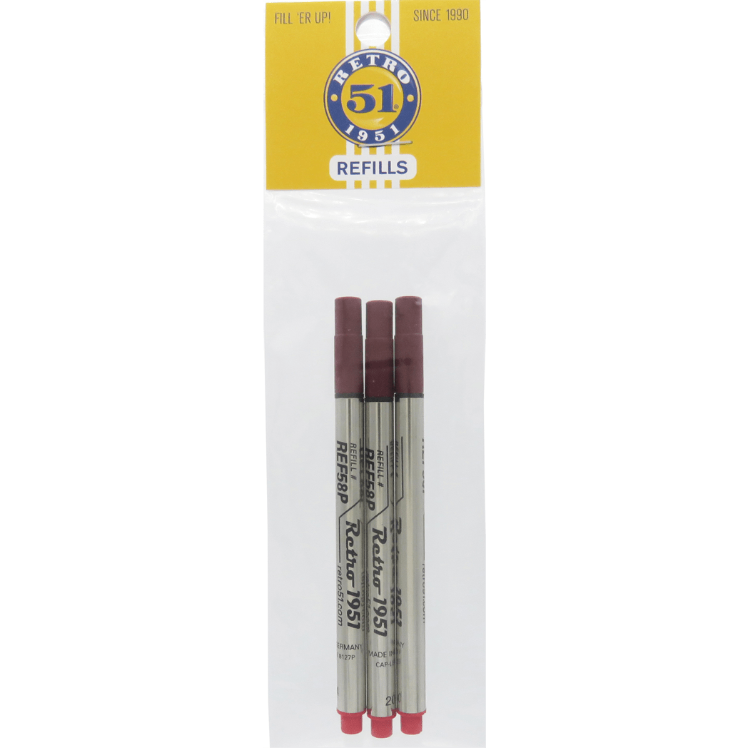 Retro 51 Rollerball Refills - Red - 3 per pack-Pen Boutique Ltd