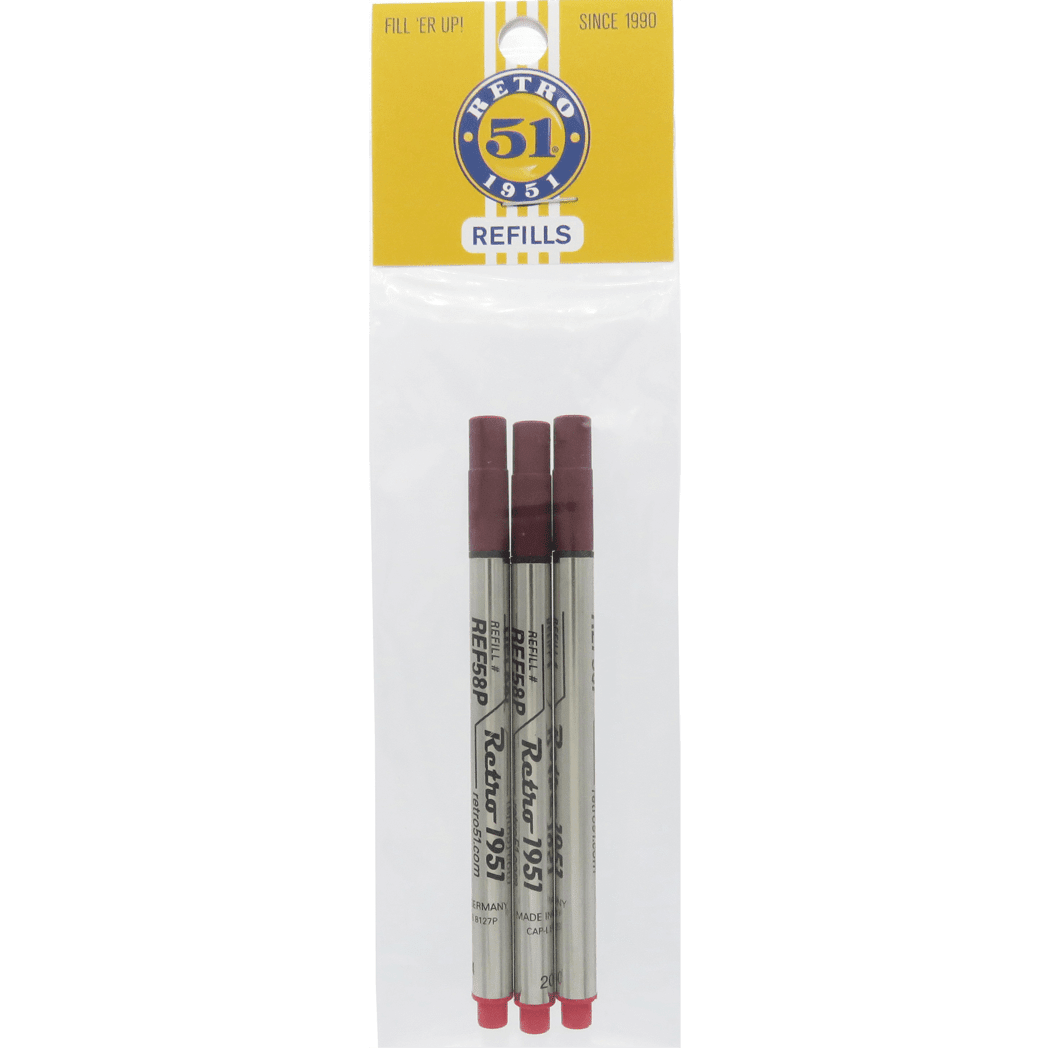 Retro 51 Rollerball Refills - Red - 3 per pack - Pen Boutique Ltd