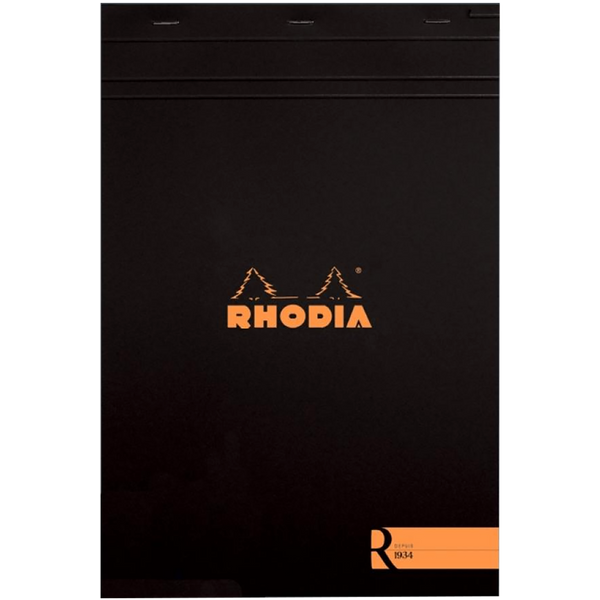 Rhodia Soft Cover Stapled Notepad Black The "R" 8-Pen Boutique Ltd