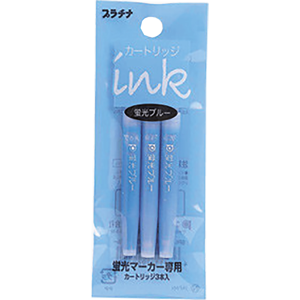 Platinum Preppy Highlighter Ink Cartridge - Blue (3 per pack) - Pen Boutique Ltd