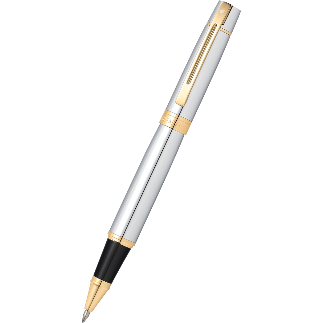 Sheaffer 300 Rollerball Pen - Gold Plated Trim - Chrome-Pen Boutique Ltd