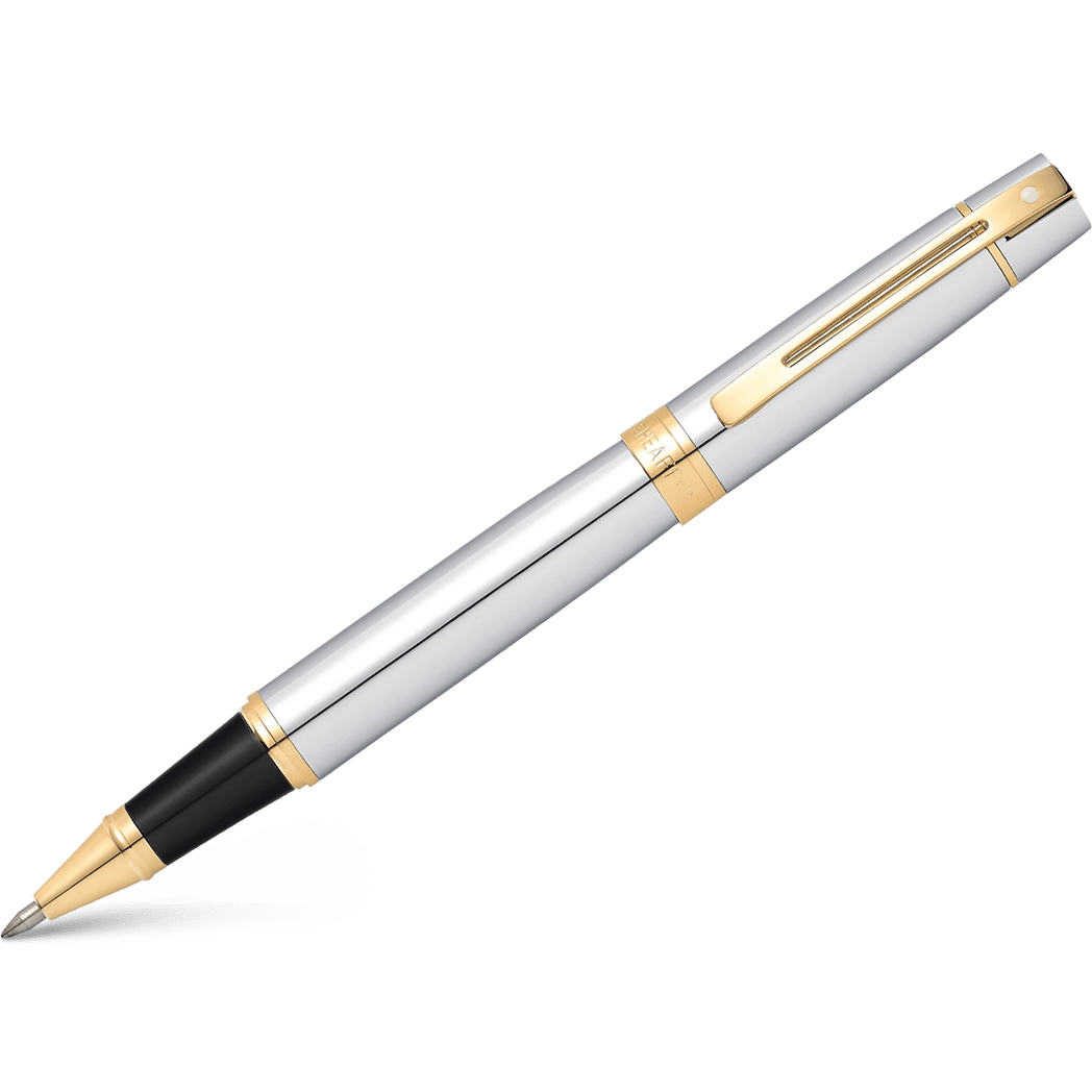 Sheaffer 300 Rollerball Pen - Gold Plated Trim - Chrome - Pen Boutique Ltd