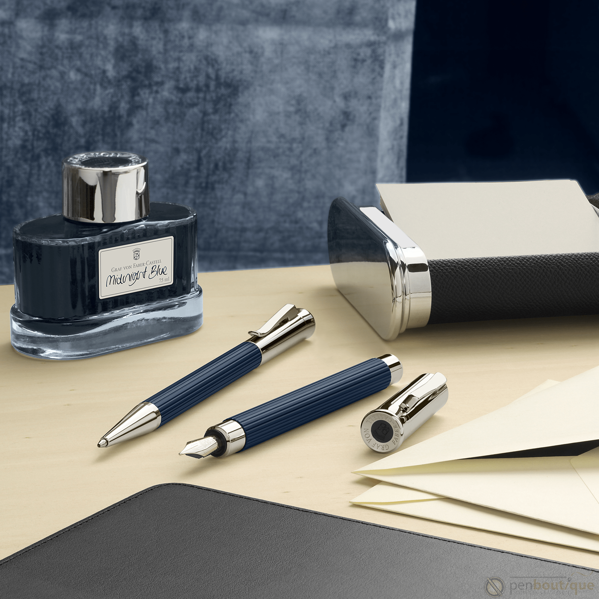 Graf Von Faber-Castell Design Midnight Blue Ink Bottle - Pen Boutique Ltd