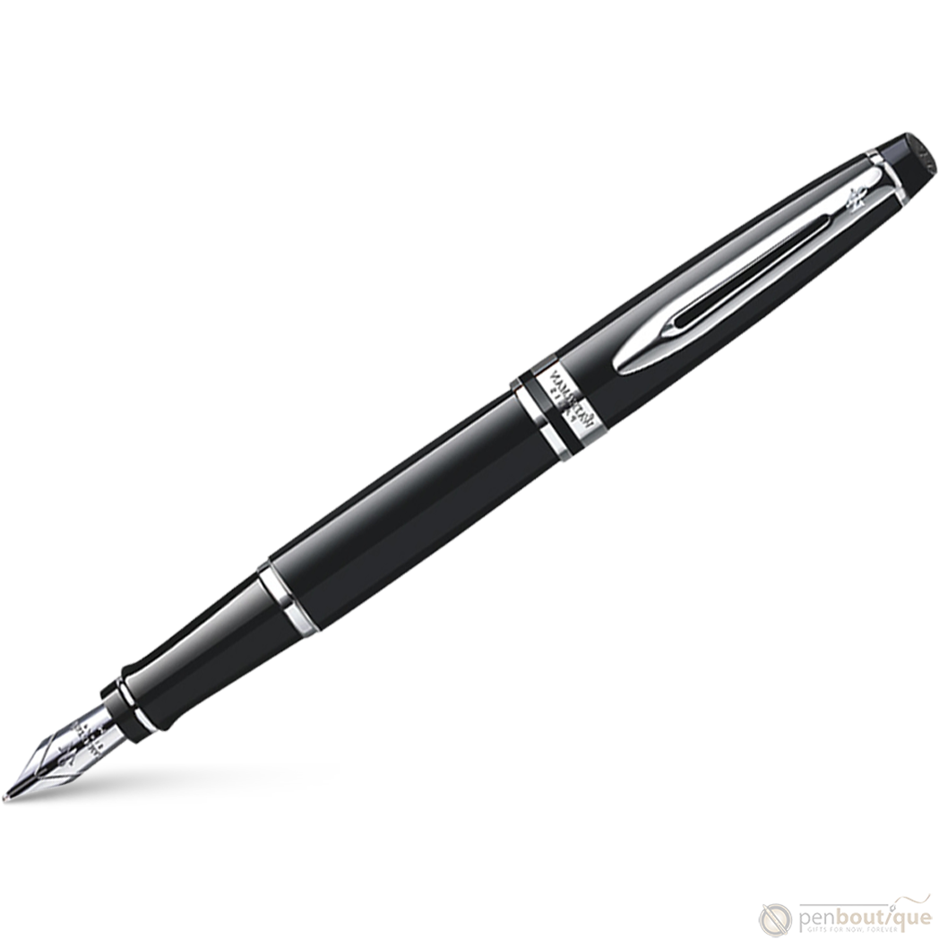 Waterman Expert Black Chrome Trim Fountain Pen Medium Point-Pen Boutique Ltd