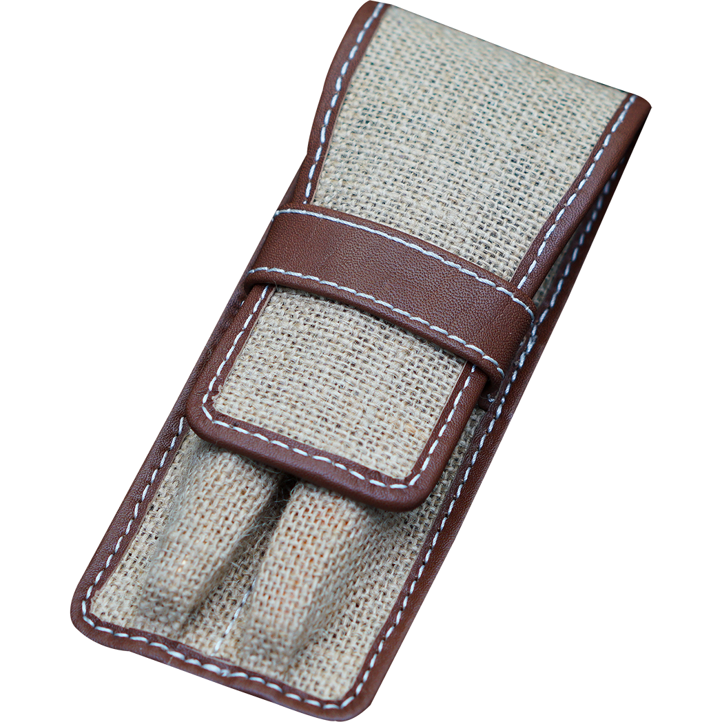 Pen Boutique Yak Leather 2 Pen Jute Cover - Tan/Brown-Pen Boutique Ltd