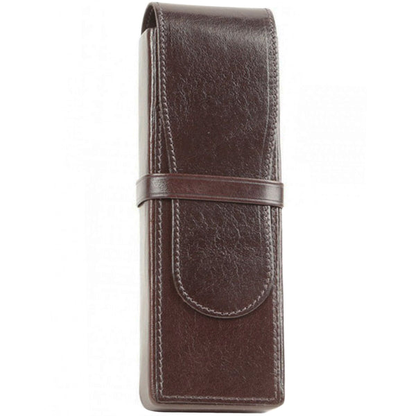 Aston Leather Brown Box Style Double Pen Case-Pen Boutique Ltd