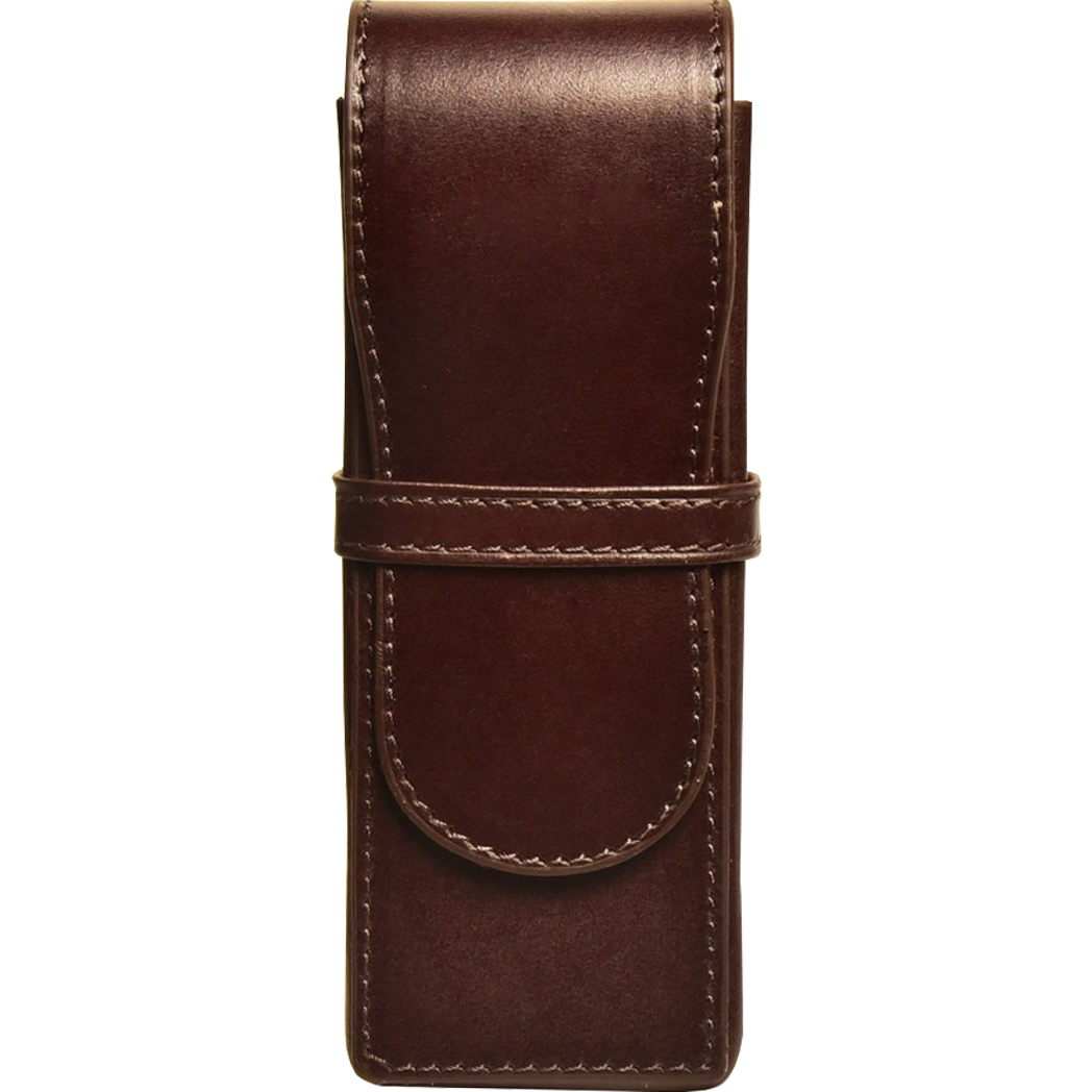 Aston Leather Brown Box Style Triple Pen Case-Pen Boutique Ltd