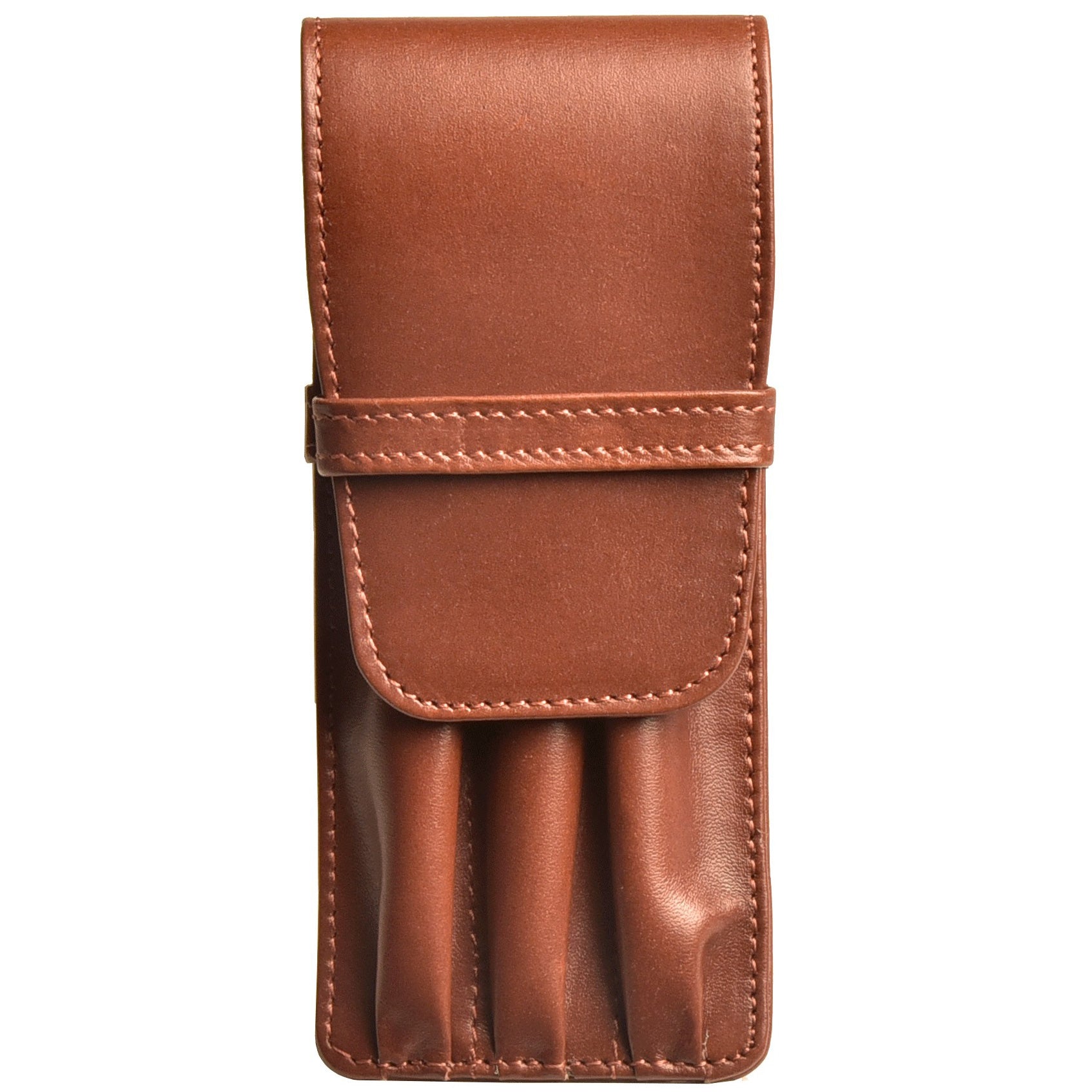 Aston Leather Cognac Finger Style Triple Pen Case-Pen Boutique Ltd