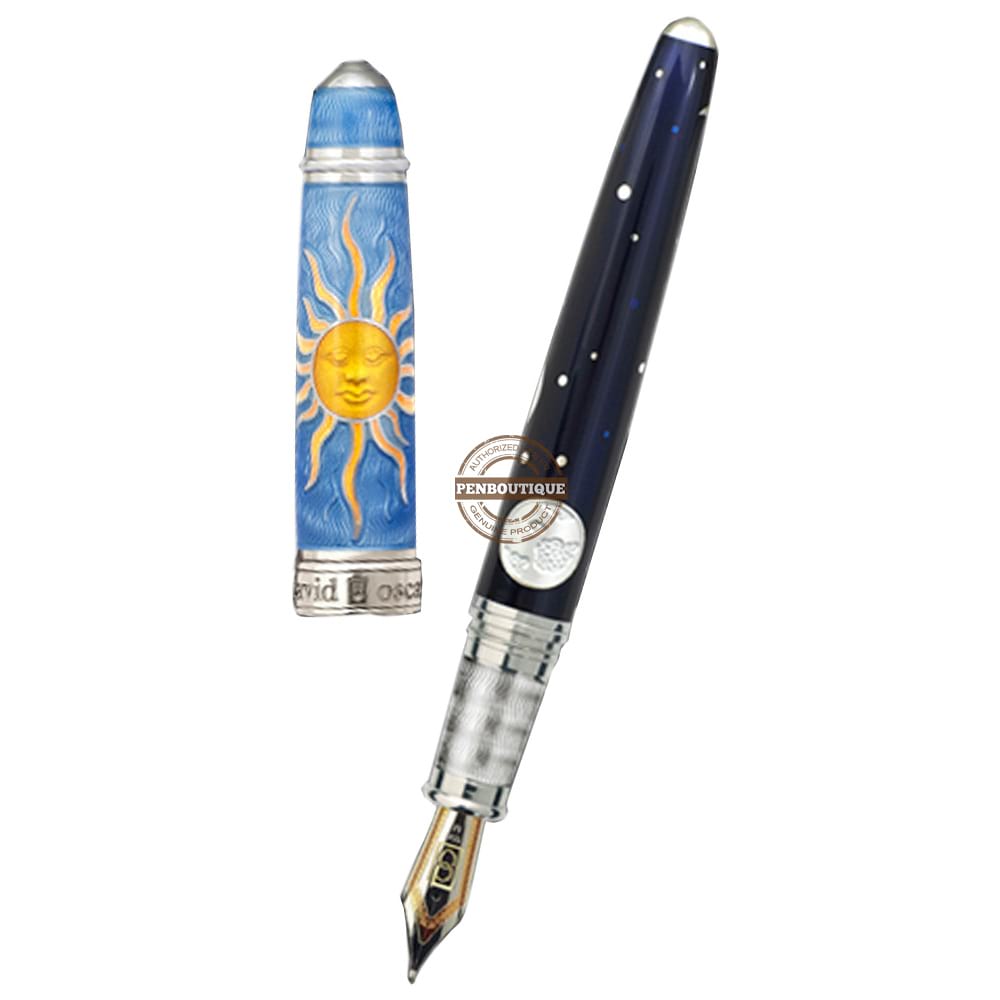 David Oscarson Celestial Fountain Pen - Limited Edition - Azure Blue Golden Yellow-Pen Boutique Ltd