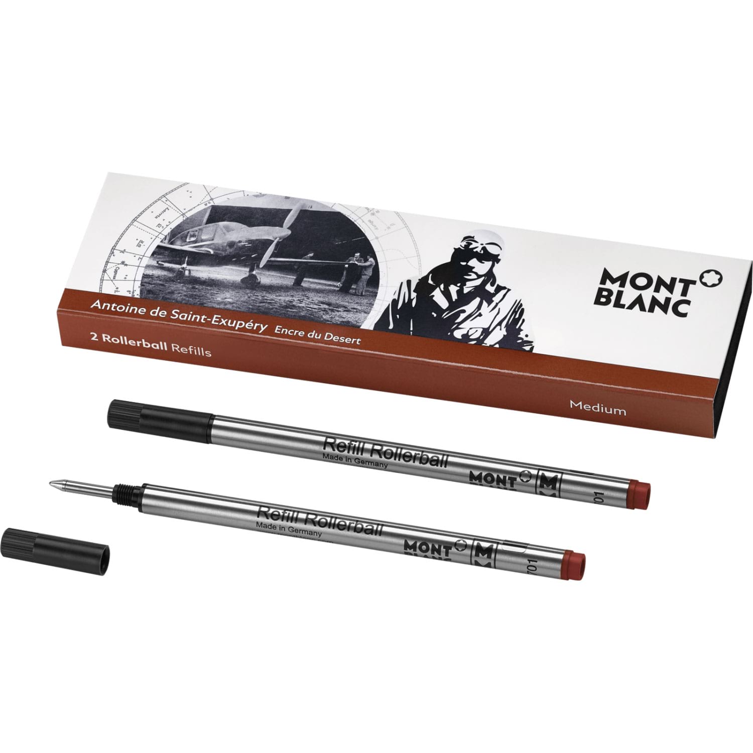 Montblanc Rollerball Refill - Writers Edition - Antoine de St. Exupery - Medium (2 Per Pack) - Pen Boutique Ltd