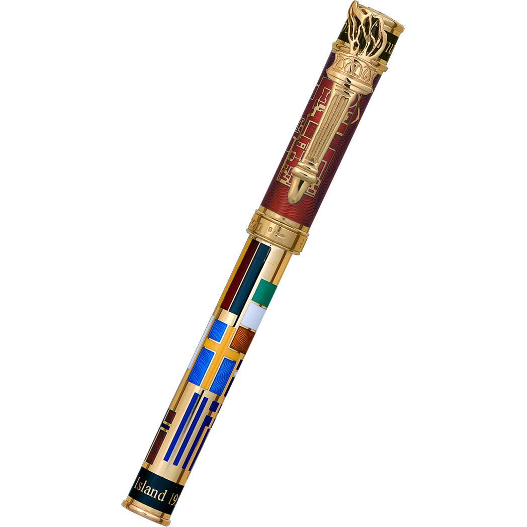David Oscarson Ellis Island Rollerball Pen - Ruby Red-Pen Boutique Ltd