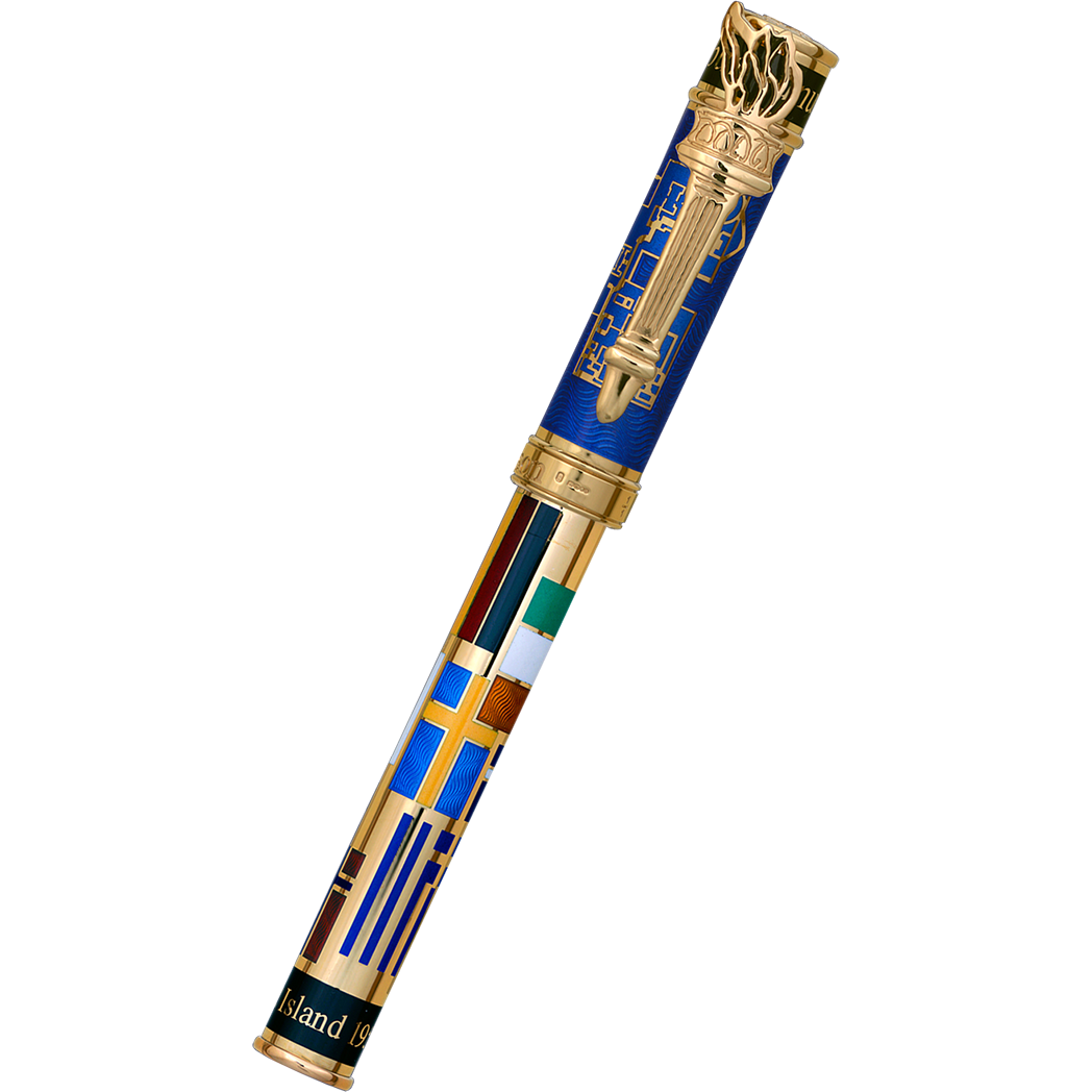 David Oscarson Ellis Island Rollerball Pen - Sapphire Blue-Pen Boutique Ltd