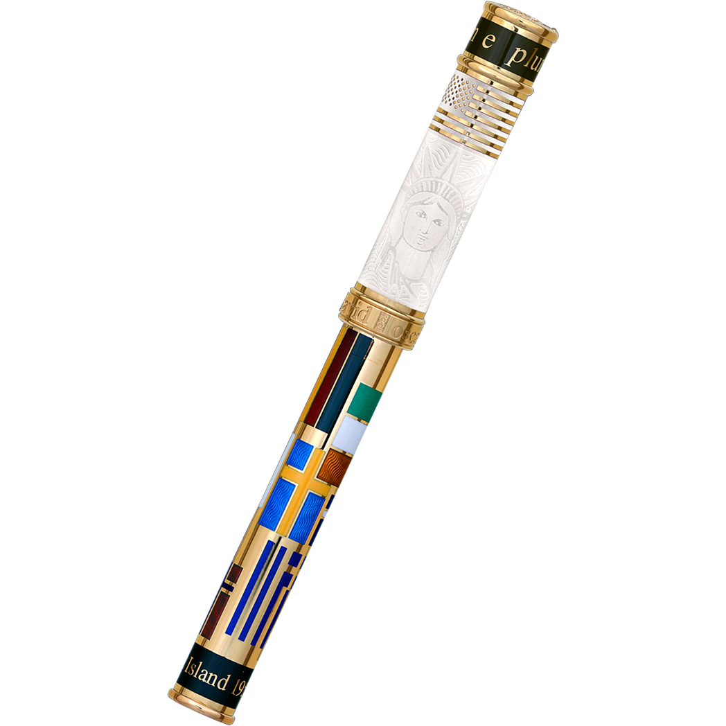 David Oscarson Ellis Island Rollerball Pen - White-Pen Boutique Ltd